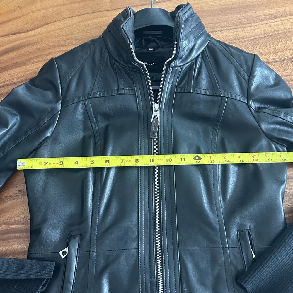 RUDSAK Quilted Black Real Leather Jacket (High collar hidden hood) - Picture 3 of 15